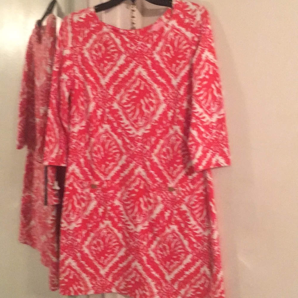 Lilly Pulitzer Lena shift dress coral design M